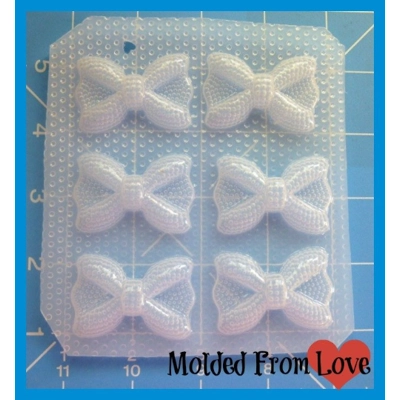 6 small Blinged out Glam Bows Handmade Plastic Resin mold