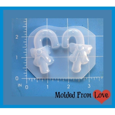Pair of Candy Canes with Bow Handmade Plastic Mold
