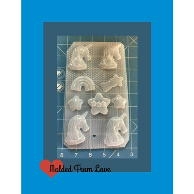 9 Cavity Rainbows Unicorns and Shooting Stars Handmade Plastic Mold 9 Cavity Rainbows Unicorns and Shooting Stars Handmade Plastic Mold