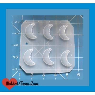 Set of 6 Small Smooth Crescent Moons Handmade Plastic Mold