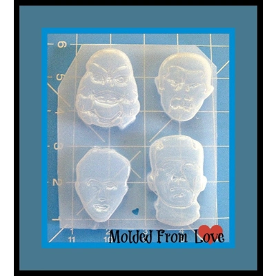 4 Retro Horror Movie Monsters Handmade Plastic Mold 4 Retro Horror Movie Monsters Handmade Plastic Mold