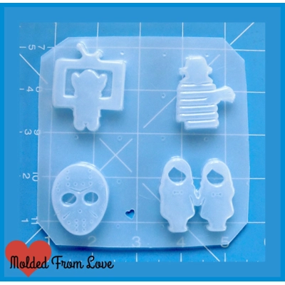 4 Cavity Small Horror Movie Icons Handmade Plastic Mold 4 Cavity Small Horror Movie Icons Handmade Plastic Mold