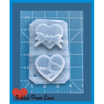 Jack and Sally Detailed Heart Handmade Plastic Mold