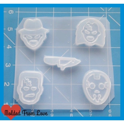 4 Cavity Small Horror Movie Emojis 2 Handmade Plastic Mold 4 Cavity Small Horror Movie Emojis 2 Handmade Plastic Mold