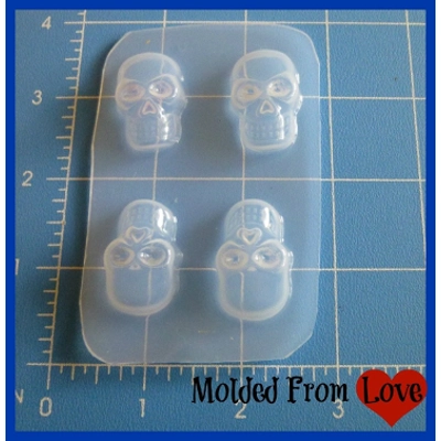 4 Small Skulls Handmade Plastic Mold 4 Small Skulls Handmade Plastic Mold