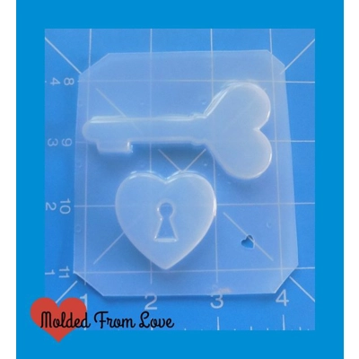 Retro Key and Heart Lock Handmade Plastic Mold