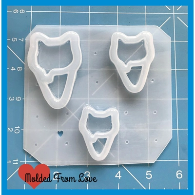 Kawaii Kitty Head Drippy Cone Open Bezel Shaker Style Handmade Mold Kawaii Kitty Head Drippy Cone Open Bezel Shaker Style Handmade Mold
