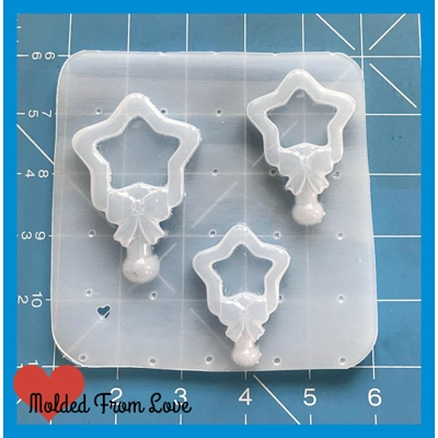 Kawaii Star Wand pops Open bezel Shaker Style Handmade Plastic Mold Kawaii Star Wand pops Open bezel Shaker Style Handmade Plastic Mold