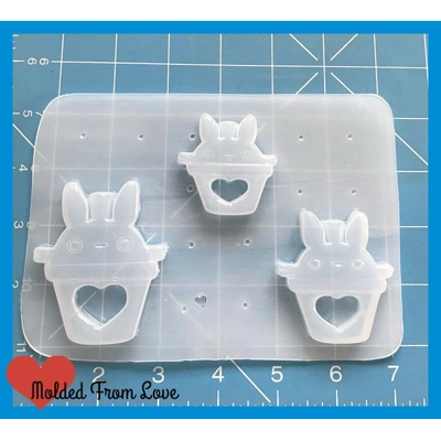 Totoro Chibi Drink Cup with Heart Open Bezel Shaker Style Handmade Plastic Mold Totoro Chibi Drink Cup with Heart Open Bezel Shaker Style Handmade Plastic Mold