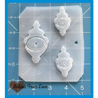 Retro Ornament and 2 small 2 Handmade Plastic Mold Retro Ornament and 2 small 2 Handmade Plastic Mold