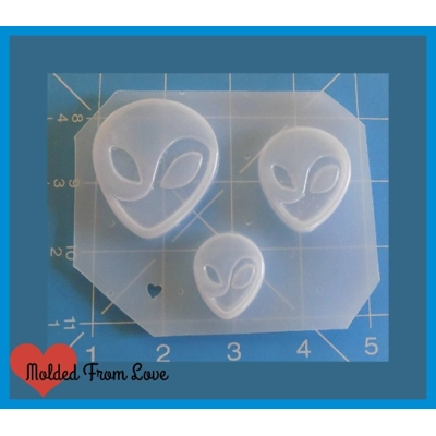 3 YinYang Alien Heads Handmade Plastic Mold