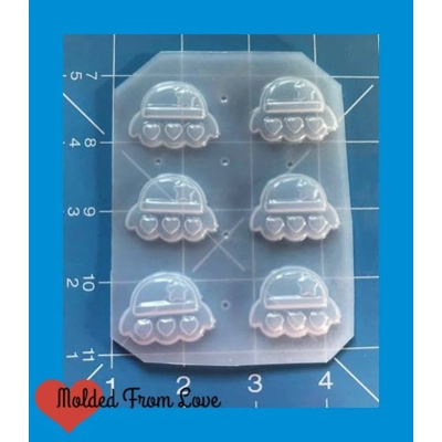 6 1" kawaii Small Spaceships Handmade Plastic Mold