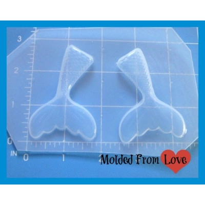 2 flat detailed Mermaid Tails Handmade Plastic Mold
