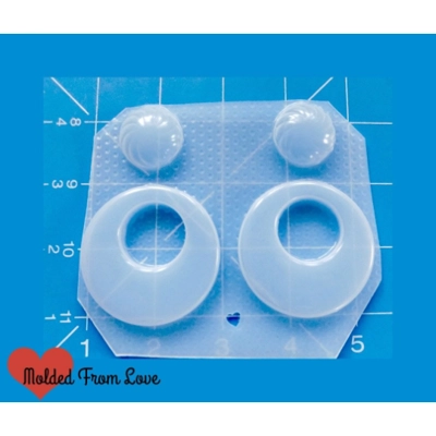 2 Retro Flat Circle Hoops and 2 Domes Handmade Plastic Mold 2 Retro Flat Circle Hoops and 2 Domes Handmade Plastic Mold