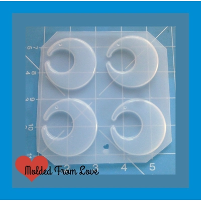 4 Flat Kawaii Moons Handmade Plastic Mold