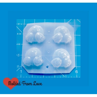 4 Cute Little Bunny Butts Handmade Plastic Mold