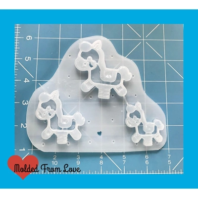 Kawaii Rocking Horse Open Bezel Shakers Handmade Plastic Mold Kawaii Rocking Horse Open Bezel Shakers Handmade Plastic Mold