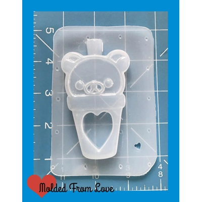 Kawaii Bear Heart Drink Cup Open Bezel Shaker Handmade Plastic Mold Kawaii Bear Heart Drink Cup Open Bezel Shaker Handmade Plastic Mold