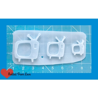 Retro Television Shape Open Bezel Shaker Style Handmade Plastic Mold Retro Television Shape Open Bezel Shaker Style Handmade Plastic Mold