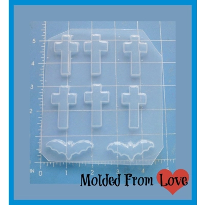 6 crosses 2 Bats Handmade Plastic mold 6 crosses 2 Bats Handmade Plastic mold