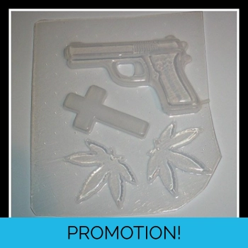 Gun Cross & 2 Cannabis Leave..