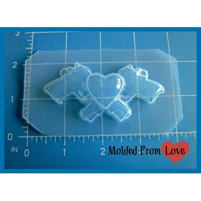Crossed Guns Heart Center Handmade Plastic Mold