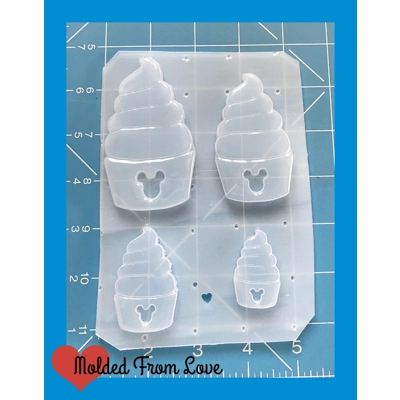 Set of 4 Different Size Dole Whips Handmade Plastic Mold Set of 4 Different Size Dole Whips Handmade Plastic Mold
