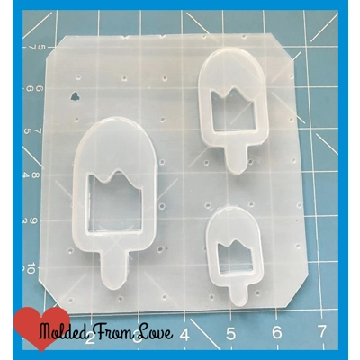 Frosted Popsicle Shape Open Bezel Shaker style Handmade Plastic Mold Frosted Popsicle Shape Open Bezel Shaker style Handmade Plastic Mold