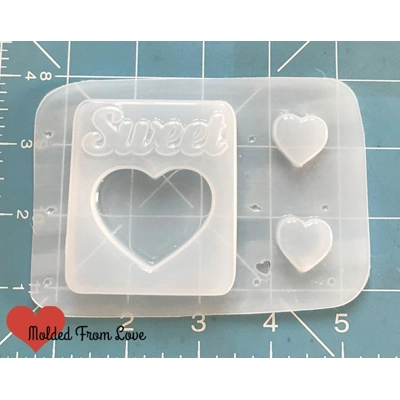 Kawaii Valentine Candy Box Shaker with 2 hearts Handmade Plastic Mold
