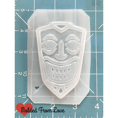 Retro Vintage Tiki Mask Brooch Handmade Plastic Mold