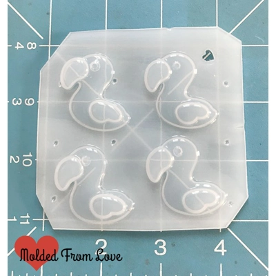 4 Small Flamingo Shapes handmade Plastic Mold