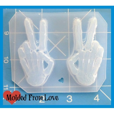 Peace Sign Skeleton Hands handmade Plastic Mold