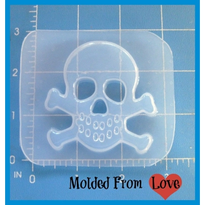 Grinning Skull and crossbones Handmade Plastic Mold
