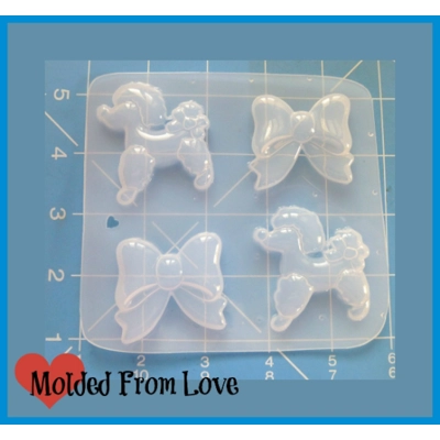 OOH LA LA Poodle and 2 Bows handmade Plastic Resin Mold OOH LA LA Poodle and 2 Bows handmade Plastic Resin Mold