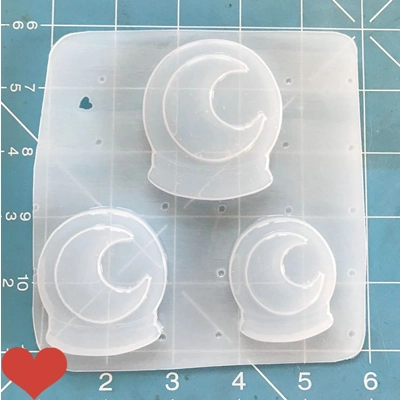 3 Pastel Goth Crystal Balls with Crescent Moon Shapes Handmade Plastic Mold 3 Pastel Goth Crystal Balls with Crescent Moon Shapes Handmade Plastic Mold