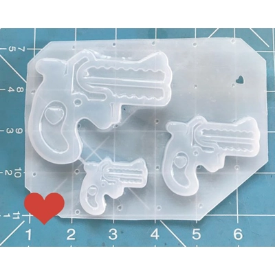 3 Retro Pistol Shapes Handmade Plastic Mold