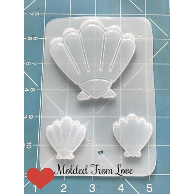 RETRO Art Deco Style Clam Shell and 2 Smaller Clam Shells Handmade Plastic Mold RETRO Art Deco Style Clam Shell and 2 Smaller Clam Shells Handmade Plastic Mold