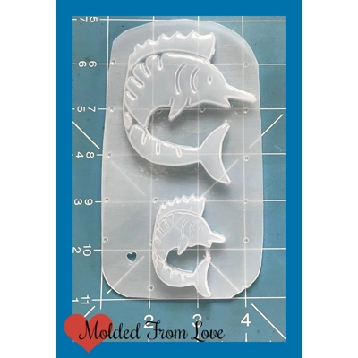 RETRO Art Deco Style   Sword Fish and Smaller Fish Handmade Plastic Mold
