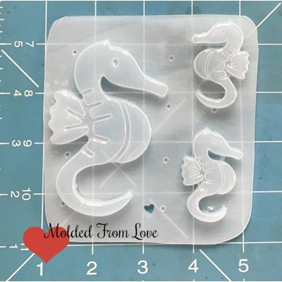 RETRO Art Deco Style Seahorse and 2 small Left and Right Handmade Plastic Mold RETRO Art Deco Style Seahorse and 2 small Left and Right Handmade Plastic Mold