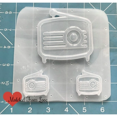 RETRO Radio and 2 small Left and right Radios Handmade Plastic Mold RETRO Radio and 2 small Left and right Radios Handmade Plastic Mold