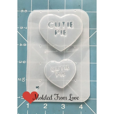 Cutie Pie Conversation Heart and Small Heart Handmade Plastic Mold Cutie Pie Conversation Heart and Small Heart Handmade Plastic Mold