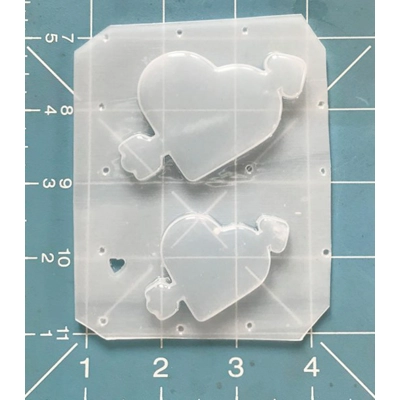 2 Arrow through Heart Shapes handmade Plastic Mold