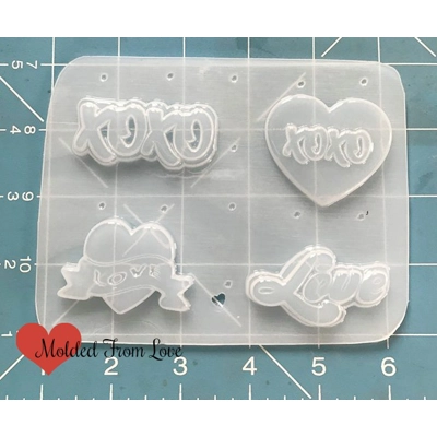 XOXO Love Pallet of 4 Handmade Plastic Mold