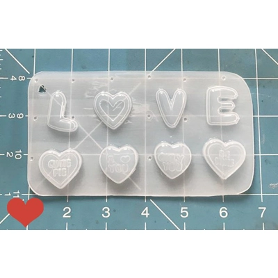 LOVE and small candy hearts handmade plastic mold