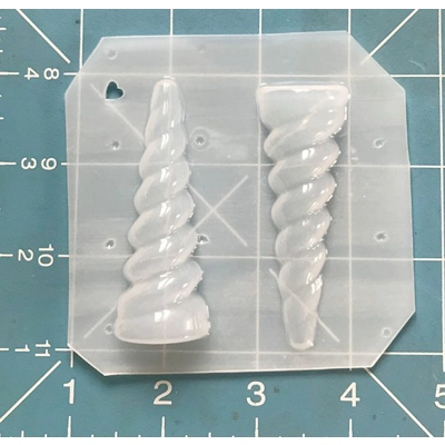 Set of two Large Swirly Unicorn Horns Handmade Plastic Mold
