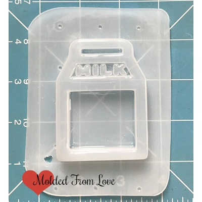 Milk Carton with MILK words Open Bezel Shaker Style Handmade Plastic mold