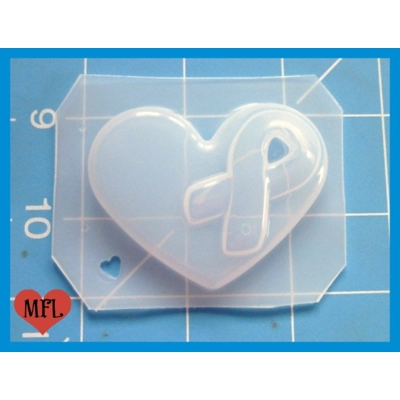 Heart with Awareness Ribbon Handmade Plastic Mold