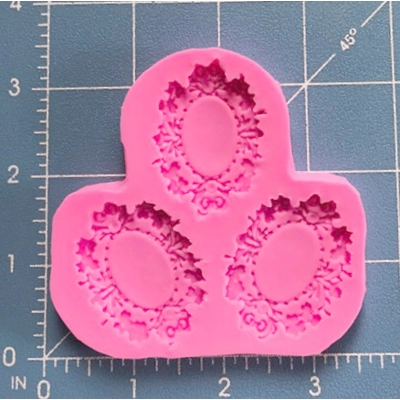 3 Ornate Small Cameo Settings Silicone Mold