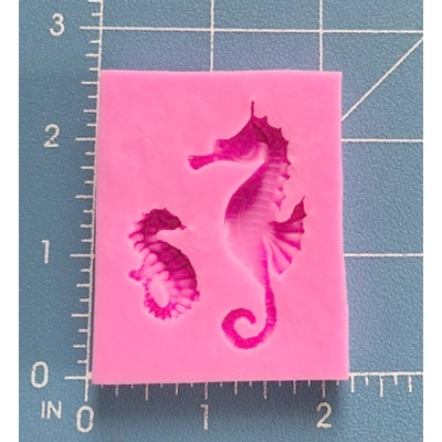2 Small Detailed Sea Horses Silicone Mold