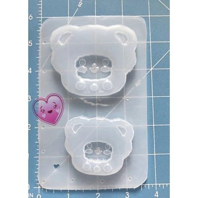2 Kawaii Chibi Fluffy Bear head Tamogotchis Handmade Plastic Mold